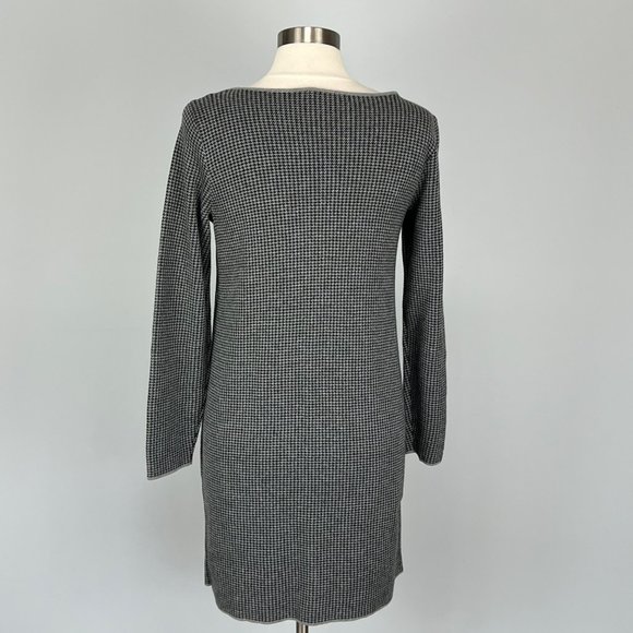 J Jill Houndstooth Sweater Dress Gray Knit Long Sleeve size Small - Picture 9 of 15